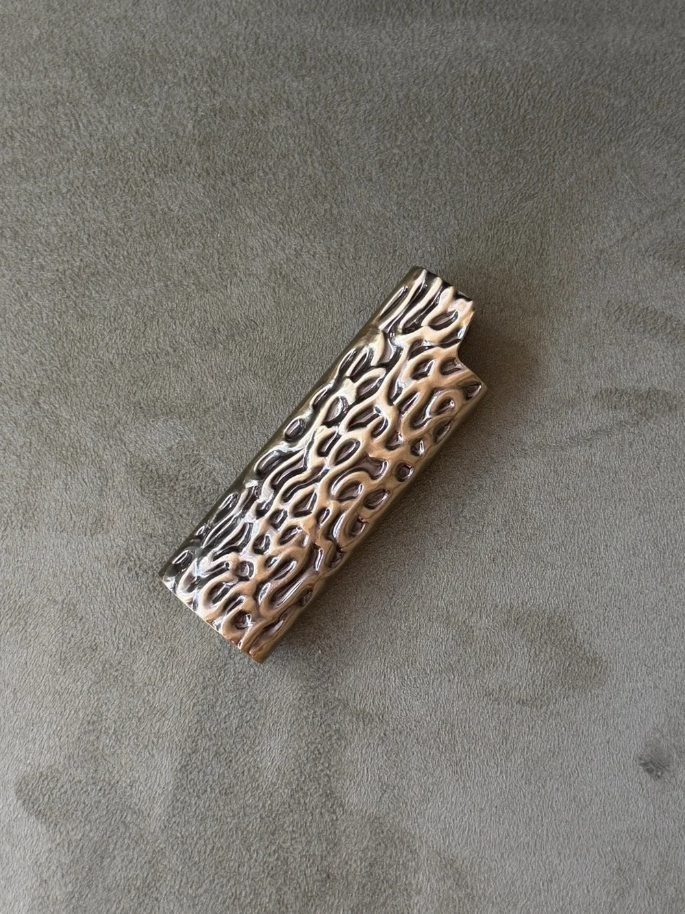 Brushed Gold Textured Metal Lighter - Men’s Accessory